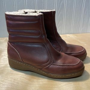 Vintage Original Bates Floaters Wool Lined Leather Boots - Brown